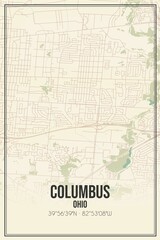Obraz premium Retro US city map of Columbus, Ohio. Vintage street map.