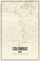Fototapeta na wymiar Retro US city map of Columbus, Ohio. Vintage street map.