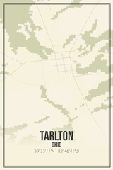 Retro US city map of Tarlton, Ohio. Vintage street map.