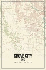 Retro US city map of Grove City, Ohio. Vintage street map.