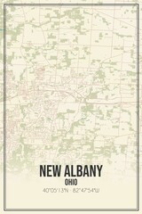Fototapeta premium Retro US city map of New Albany, Ohio. Vintage street map.