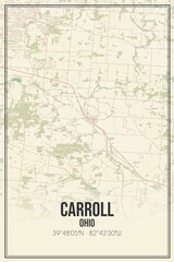 Fototapeta na wymiar Retro US city map of Carroll, Ohio. Vintage street map.