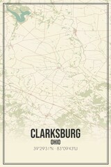 Retro US city map of Clarksburg, Ohio. Vintage street map.