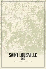 Retro US city map of Saint Louisville, Ohio. Vintage street map.