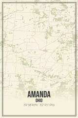 Retro US city map of Amanda, Ohio. Vintage street map.