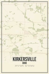Retro US city map of Kirkersville, Ohio. Vintage street map.