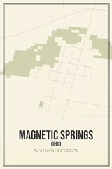 Retro US city map of Magnetic Springs, Ohio. Vintage street map.