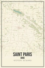 Obraz premium Retro US city map of Saint Paris, Ohio. Vintage street map.