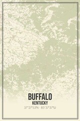 Retro US city map of Buffalo, Kentucky. Vintage street map.