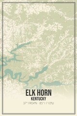 Retro US city map of Elk Horn, Kentucky. Vintage street map.
