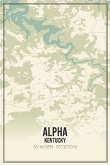 Retro US city map of Alpha, Kentucky. Vintage street map.