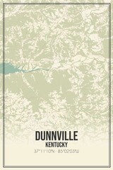 Retro US city map of Dunnville, Kentucky. Vintage street map.