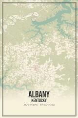 Retro US city map of Albany, Kentucky. Vintage street map.