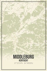 Retro US city map of Middleburg, Kentucky. Vintage street map.