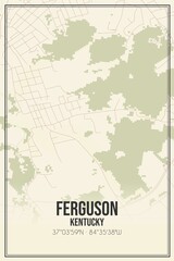 Retro US city map of Ferguson, Kentucky. Vintage street map.