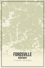 Retro US city map of Fordsville, Kentucky. Vintage street map.