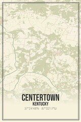Retro US city map of Centertown, Kentucky. Vintage street map.