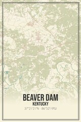 Retro US city map of Beaver Dam, Kentucky. Vintage street map.