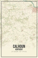 Retro US city map of Calhoun, Kentucky. Vintage street map.