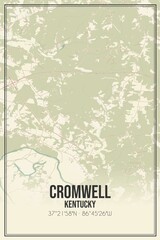 Retro US city map of Cromwell, Kentucky. Vintage street map.