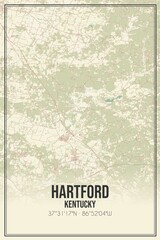 Retro US city map of Hartford, Kentucky. Vintage street map.