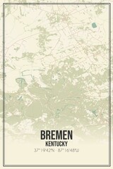 Retro US city map of Bremen, Kentucky. Vintage street map.
