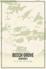 Retro US city map of Beech Grove, Kentucky. Vintage street map.