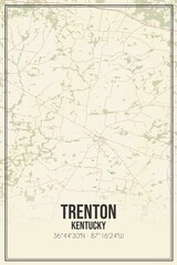 Retro US city map of Trenton, Kentucky. Vintage street map.