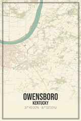 Retro US city map of Owensboro, Kentucky. Vintage street map.