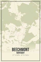 Retro US city map of Beechmont, Kentucky. Vintage street map.