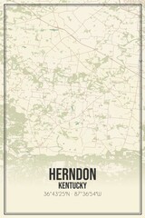 Retro US city map of Herndon, Kentucky. Vintage street map.