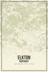 Retro US city map of Elkton, Kentucky. Vintage street map.