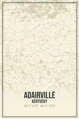 Retro US city map of Adairville, Kentucky. Vintage street map.