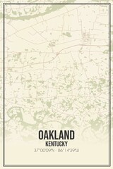 Retro US city map of Oakland, Kentucky. Vintage street map.