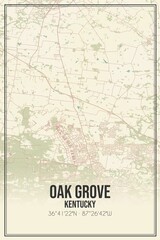 Retro US city map of Oak Grove, Kentucky. Vintage street map.