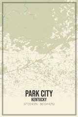 Retro US city map of Park City, Kentucky. Vintage street map.