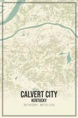 Retro US city map of Calvert City, Kentucky. Vintage street map.