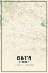 Fototapeta premium Retro US city map of Clinton, Kentucky. Vintage street map.
