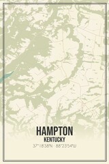 Retro US city map of Hampton, Kentucky. Vintage street map.