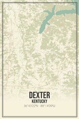 Retro US city map of Dexter, Kentucky. Vintage street map.
