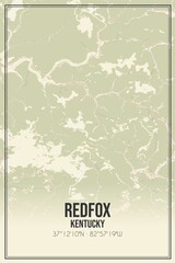Retro US city map of Redfox, Kentucky. Vintage street map.