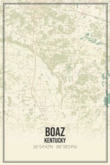 Retro US city map of Boaz, Kentucky. Vintage street map.