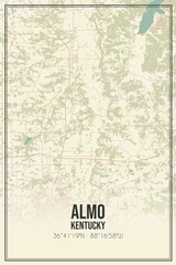 Retro US city map of Almo, Kentucky. Vintage street map.