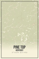Retro US city map of Pine Top, Kentucky. Vintage street map.