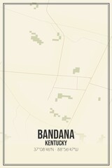 Retro US city map of Bandana, Kentucky. Vintage street map.