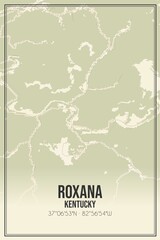 Retro US city map of Roxana, Kentucky. Vintage street map.