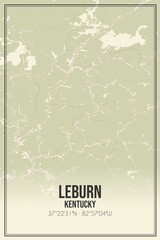Retro US city map of Leburn, Kentucky. Vintage street map.