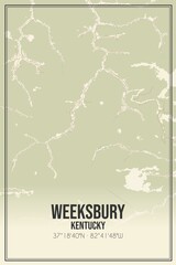Retro US city map of Weeksbury, Kentucky. Vintage street map.