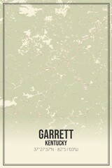 Retro US city map of Garrett, Kentucky. Vintage street map.