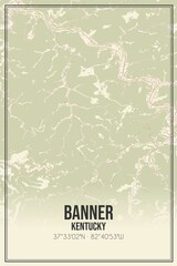 Retro US city map of Banner, Kentucky. Vintage street map.